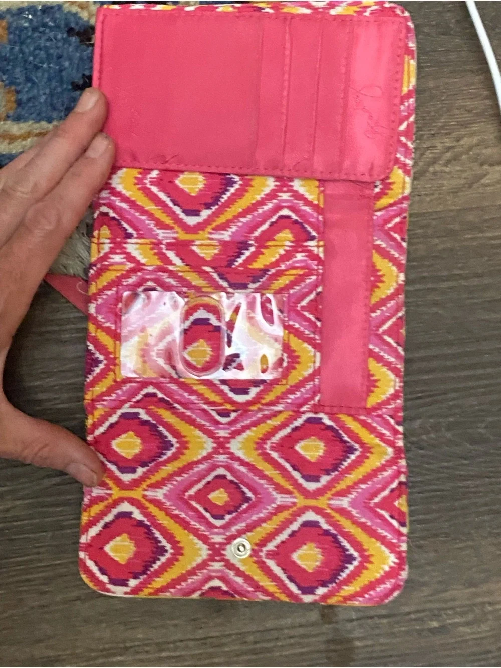 Vera Bradley Retired Print Floral Clementine Tri-fold Wallet Quilted Fabric